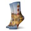 GULTMEE Funky Colorful Cushion Sport Socks,Hilton Head South Carolina Lighthouse Twilight Water Reflection Boats Idyllic,Athletic Cushioned Running Performance Crew Socks For Men/Women, -12 inch view 1