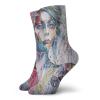 GULTMEE Funny Compression Socks Women and Men,Fantasy Portrait Of A Girl With Floral And Geometric Details Butterflies Color Splashes,Best for Circulation,Running,Athletic,Nurse,Travel, -12 inch view 1