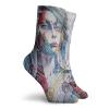 GULTMEE Funny Compression Socks Women and Men,Fantasy Portrait Of A Girl With Floral And Geometric Details Butterflies Color Splashes,Best for Circulation,Running,Athletic,Nurse,Travel, -12 inch view 2