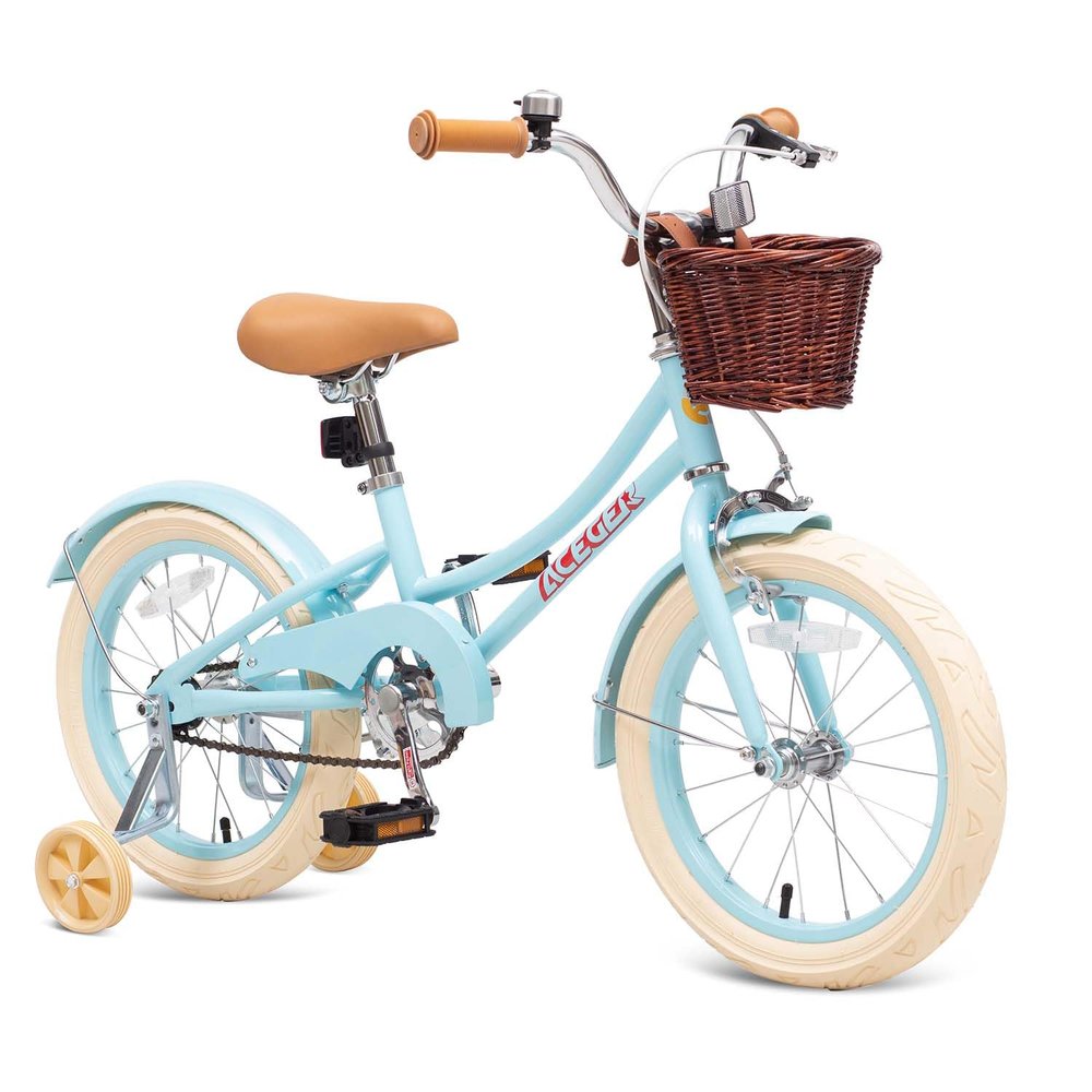 ACEGER Girls Bike with Basket, Kids Bicycle for 3-13 Years, Included Coaster Brake & Caliper Brake, 14 16 18 Inch with Training Wheels, 20 Inch with Kickstand but no Training Wheels