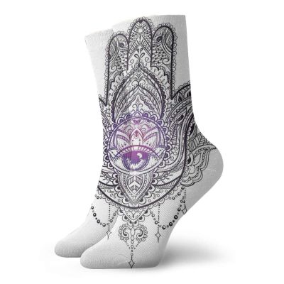 GULTMEE Funky Colorful Cushion Sport Socks,Motifs From Tribal Cultures Middle Eastern Oriental Paisleys And Flowers,Athletic Cushioned Running Performance Crew Socks For Men/Women, -12 inch