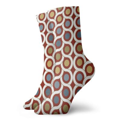 GULTMEE Funky Colorful Cushion Sport Socks,Dots Circles Entangled Lines Curvy Wavy Retro Style Mixed Grid Like Composition,Athletic Cushioned Running Performance Crew Socks For Men/Women, -12 inch