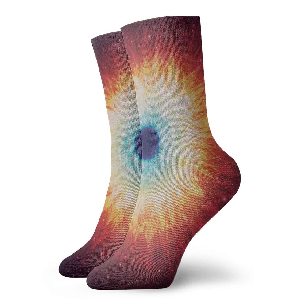 GULTMEE Funky Colorful Cushion Sport Socks,Galaxy With Stars And Black Hole Mysterious Celestial Magic Astral Universe View,Athletic Cushioned Running Performance Crew Socks For Men/Women, -12 inch