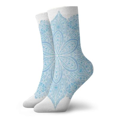 GULTMEE Funky Colorful Cushion Sport Socks,Detailed Floral Single Ornamental Motif Eastern Design Ethnic Theme,Athletic Cushioned Running Performance Crew Socks For Men/Women, -12 inch