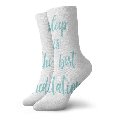 GULTMEE Funny Compression Socks Women and Men,Sleep Is The Best Meditation Calligraphy With A Soft Mandala Motif Background,Best for Circulation,Running,Athletic,Nurse,Travel, -12 inch