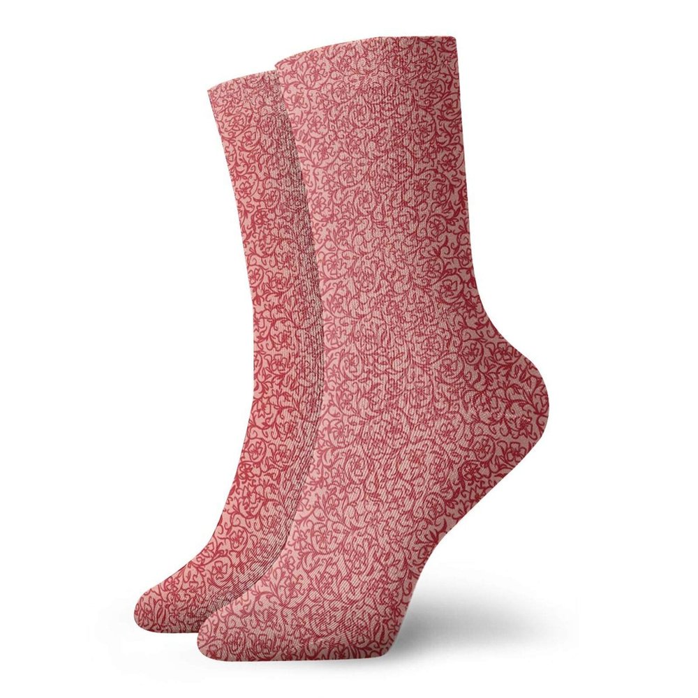 GULTMEE Funny Compression Socks Women and Men,Rhythmic Detailed Monochrome Flowers Petals Branches Vintage Look Pattern,Best for Circulation,Running,Athletic,Nurse,Travel, -12 inch