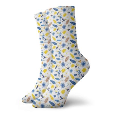 GULTMEE Funky Colorful Cushion Sport Socks,Tropical Jungle Pattern With Exotic Toucans And Leaves On Plain Background,Athletic Cushioned Running Performance Crew Socks For Men/Women, -12 inch