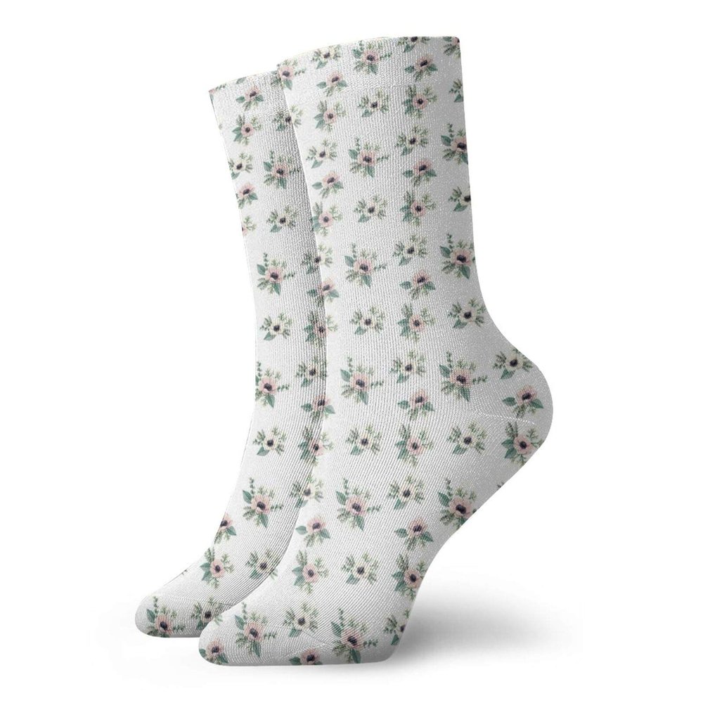 GULTMEE Funny Compression Socks Women and Men,Artsy Paintings Of Anemone Flowers With Leaves,Best for Circulation,Running,Athletic,Nurse,Travel, -12 inch
