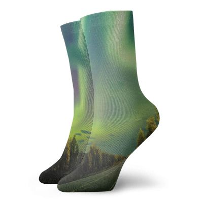 GULTMEE Funky Colorful Cushion Sport Socks,Highway Road Nordic Rays Of Sky Surreal Sun Atmosphere Image,Athletic Cushioned Running Performance Crew Socks For Men/Women, -12 inch