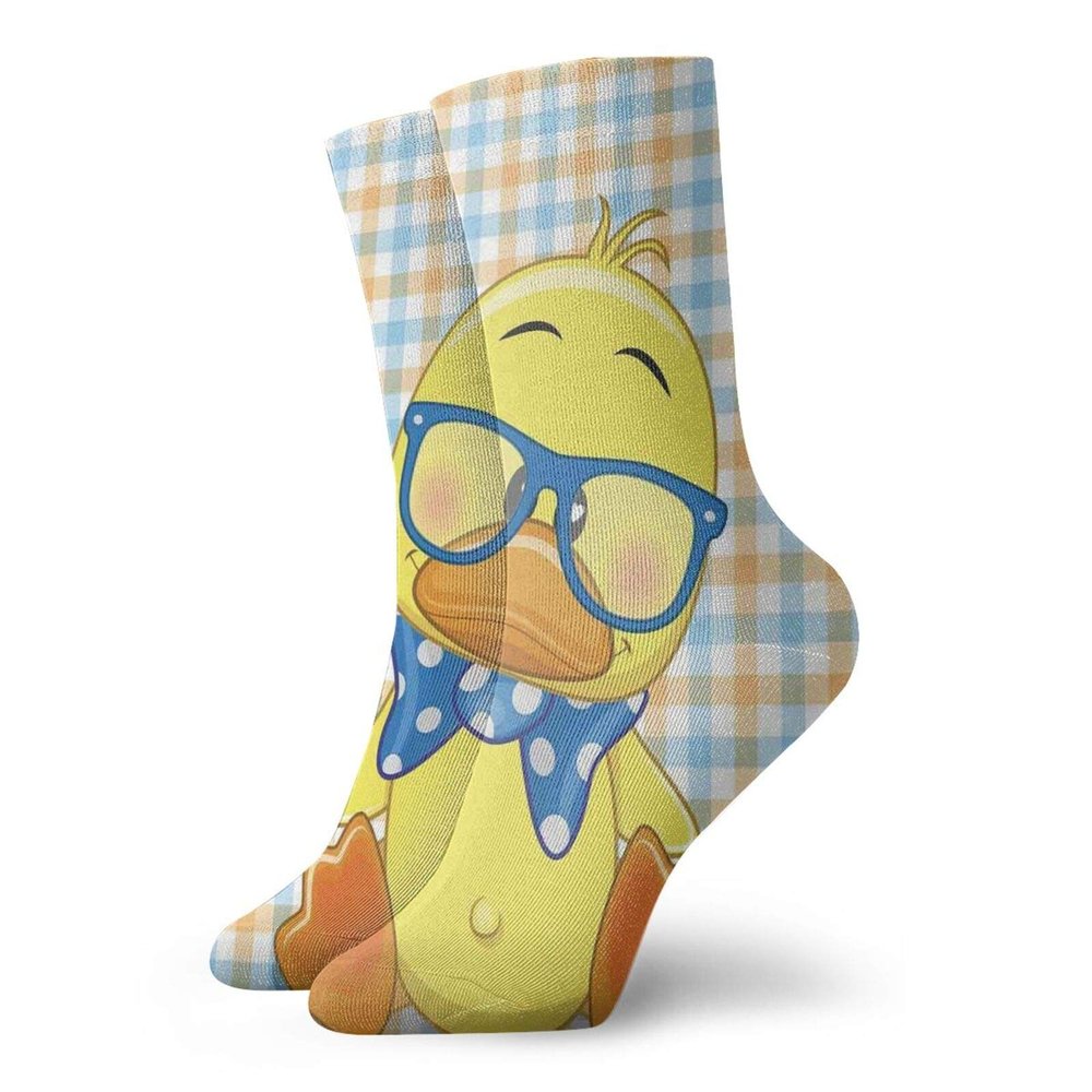 GULTMEE Fashion Compression Socks,Hipster Boho Baby Duck Dotted Bow Cool Free Spirit Smart Geese Artsy Design,Performance Polyester Cushioned Athletic Crew Socks for Running,Athletic, -12 inch