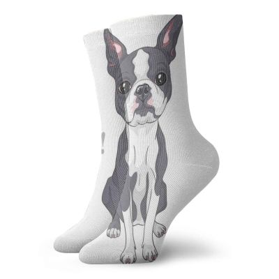 GULTMEE Funny Compression Socks Women and Men,Naive Puppy Tiny Dog Breed Standing By The I Love My Dog Message,Best for Circulation,Running,Athletic,Nurse,Travel, -12 inch