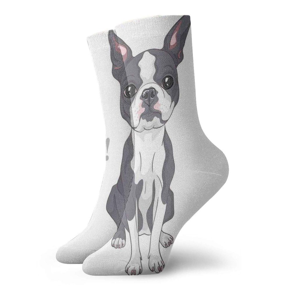 GULTMEE Funny Compression Socks Women and Men,Naive Puppy Tiny Dog Breed Standing By The I Love My Dog Message,Best for Circulation,Running,Athletic,Nurse,Travel, -12 inch