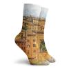 GULTMEE Funny Compression Socks Women and Men,Faded Photo Of Historical Italian Town With Old Traditional Authentic Buildings Retro,Best for Circulation,Running,Athletic,Nurse,Travel, -12 inch view 2