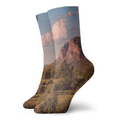 GULTMEE Funny Compression Socks Women and Men,Mountain State Park With Non Spiral Sided Leaf Aleo Storage Landscape Photo,Best for Circulation,Running,Athletic,Nurse,Travel, -12 inch