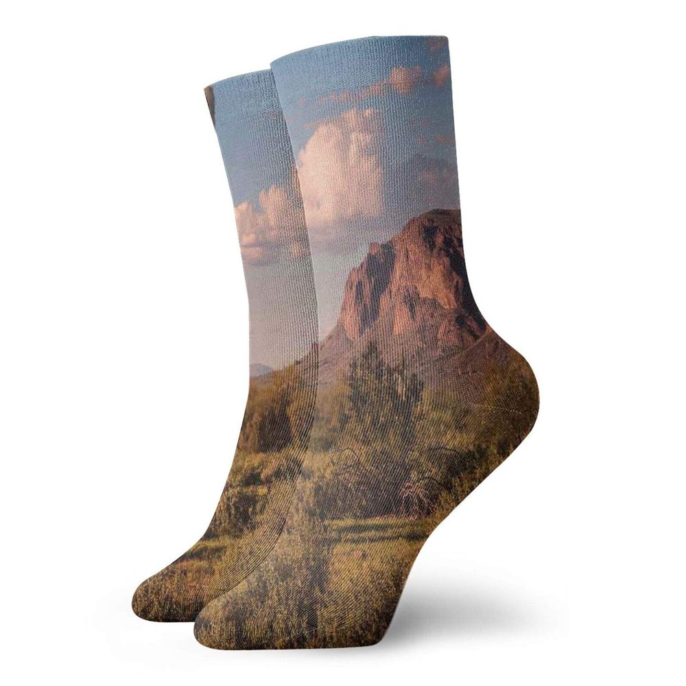GULTMEE Funny Compression Socks Women and Men,Mountain State Park With Non Spiral Sided Leaf Aleo Storage Landscape Photo,Best for Circulation,Running,Athletic,Nurse,Travel, -12 inch