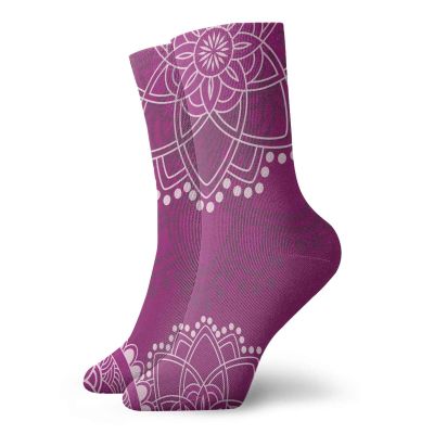 GULTMEE Funny Compression Socks Women and Men,Eastern Henna Design Flourishing Floral Motifs With Dots,Best for Circulation,Running,Athletic,Nurse,Travel, -12 inch