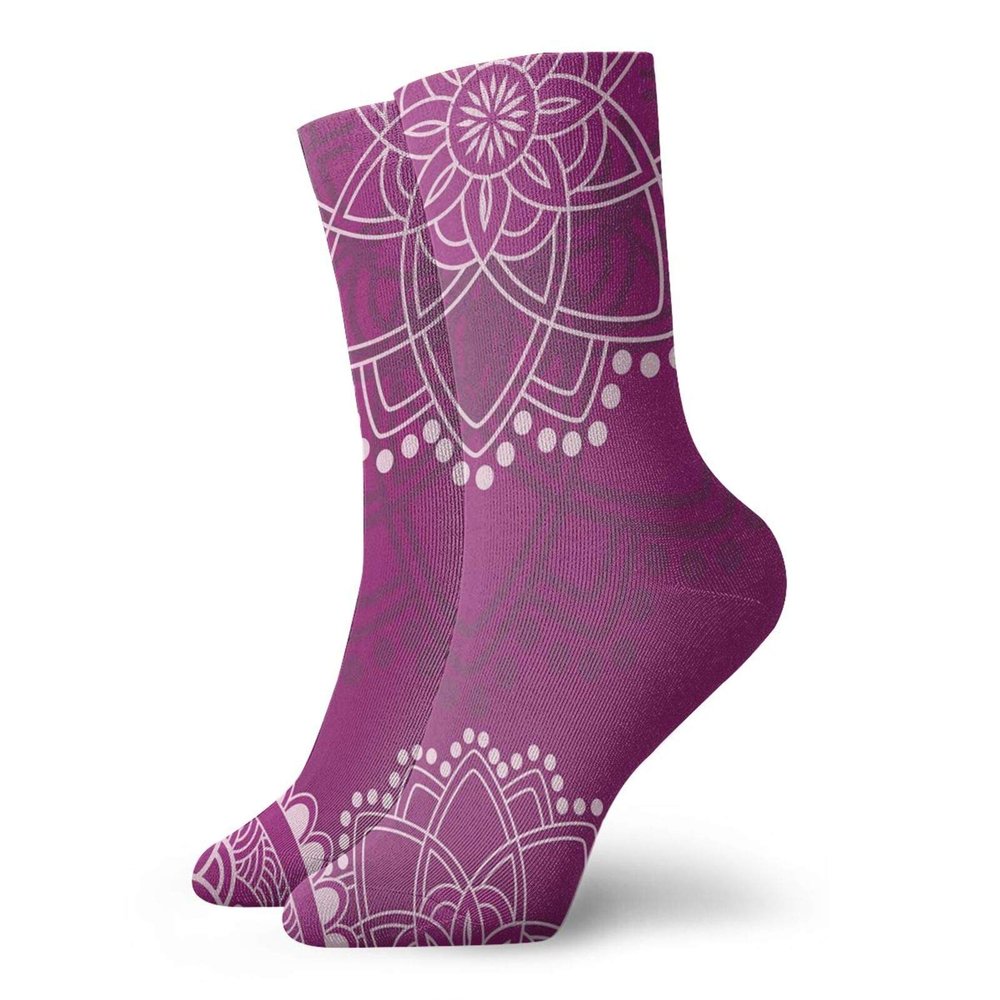GULTMEE Funny Compression Socks Women and Men,Eastern Henna Design Flourishing Floral Motifs With Dots,Best for Circulation,Running,Athletic,Nurse,Travel, -12 inch