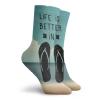 GULTMEE Funky Colorful Cushion Sport Socks,Scribbled Hand Drawn Style Beach Sandals With A Message On Oceanic Background,Athletic Cushioned Running Performance Crew Socks For Men/Women, -12 inch view 2