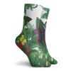 Funky Colorful Cushion Sport Socks,Jungle Themed Cartoon Design With Blooming Flowers And Butterflies Tropical Pattern,Athletic Cushioned Running Performance Crew Socks For Men/Women, -12 inch view 2