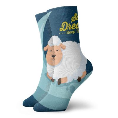 GULTMEE Funny Compression Socks Women and Men,Night Sky Illustration With Sheep Sleeping On The Moon Star Filled Background,Best for Circulation,Running,Athletic,Nurse,Travel, -12 inch