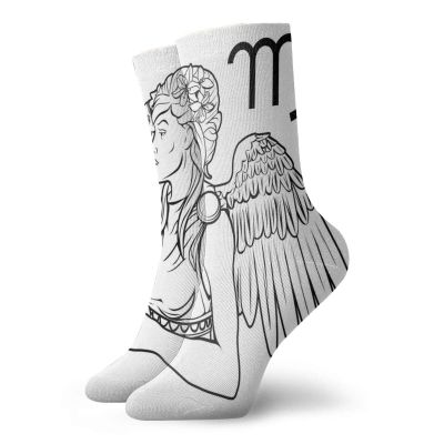 GULTMEE Funny Compression Socks Women and Men,Astrological Angel Carrying A Bouquet Of Lily Flowers In A Greek Dress,Best for Circulation,Running,Athletic,Nurse,Travel, -12 inch