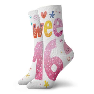 Funny Compression Socks Women and Men,Cute Sweet Sixteen Hearts Stars Flowers Unique Girls Joy Design,Best for Circulation,Running,Athletic,Nurse,Travel, -12 inch