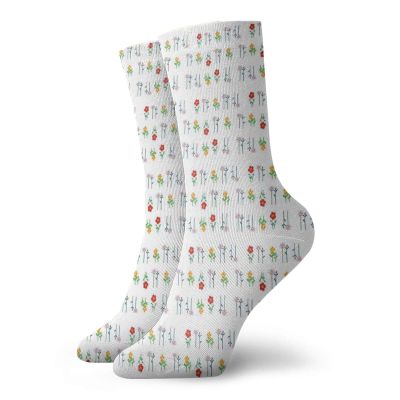 GULTMEE Funny Compression Socks Women and Men,Blossoming Bedding Plants Up And Down Daisy Field Nature Coming Alive In Spring,Best for Circulation,Running,Athletic,Nurse,Travel, -12 inch