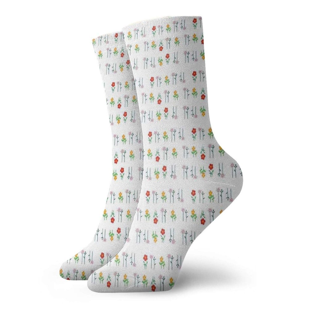 GULTMEE Funny Compression Socks Women and Men,Blossoming Bedding Plants Up And Down Daisy Field Nature Coming Alive In Spring,Best for Circulation,Running,Athletic,Nurse,Travel, -12 inch