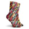 GULTMEE Funny Compression Socks Women and Men,Funky Geometric Square Boxes With Parallel Color Bars Triangles Stripes Retro,Best for Circulation,Running,Athletic,Nurse,Travel, -12 inch view 2
