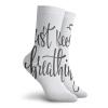 GULTMEE Funny Compression Socks Women and Men,Just Keep Breathing Phrase Hand Writing With Sun And Clouds Doodle,Best for Circulation,Running,Athletic,Nurse,Travel, -12 inch view 2