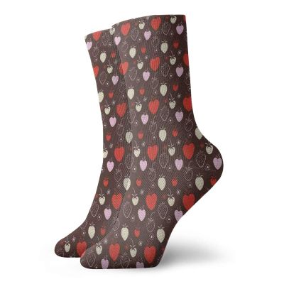 GULTMEE Funny Compression Socks Women and Men,Strawberry Figures With Flowers In Various Tones Cute Yummy Sweets Food Design,Best for Circulation,Running,Athletic,Nurse,Travel, -12 inch