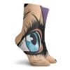 GULTMEE Funky Colorful Cushion Sport Socks,Pop Art Retro Cartoon Woman With Detailed Eye On Dotted Background,Athletic Cushioned Running Performance Crew Socks For Men/Women, -12 inch view 2