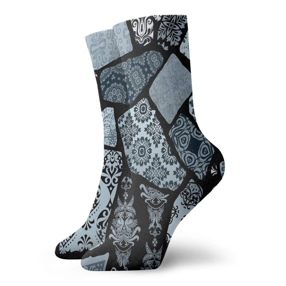GULTMEE Funny Compression Socks Women and Men,Modern Design With Geometrical Shapes And Patterns From Diverse Cultures,Best for Circulation,Running,Athletic,Nurse,Travel, -12 inch