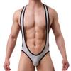 Familyhouse Mens Sexy Suspender Wrestling Singlet High Cut Leotard One Piece Jockstrap Jumpsuit Bodysuit Underwear (Grey,XXL) view 1