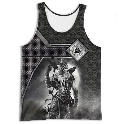 WDBAYXH Men's Vintage Viking Graphic Odin Tattoo Realistic 3D Print Tank Tops, Summer Mesh Sleeveless Tees Quick Dry Breathable Muscle Athletic Vest, Sport Gym Workout Shirt,Odin1,S
