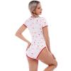 ABAFIP Women's Cute Print Romper Pajama Bodysuit Short Sleeve One Piece Teddy Leotard Top Nightwear Red Medium view 2