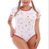 ABAFIP Women's Cute Print Romper Pajama Bodysuit Short Sleeve One Piece Teddy Leotard Top Nightwear Red X-Small view 1