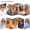 SOJOS Trendy Cat Eye Round Polarized Sunglasses for Women Fashion UV Protection Sunnies Sunglasses SJ2175, Black Frame/Brown Grading Lens with Tortoise Temple view 2