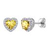 Suplight Birthstone Love Heart Earrings for Women Sterling Silver Minimalist Citrine November Crystal Flat Back Earrings Women's Jewelry for Holiday Wedding Everyday Best Wife Presents view 1
