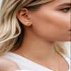 Suplight Birthstone Love Heart Earrings for Women Sterling Silver Minimalist Citrine November Crystal Flat Back Earrings Women's Jewelry for Holiday Wedding Everyday Best Wife Presents view 3