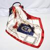 RUOLIN 3535 inches large square women's satin silk like head scarf fashion pattern silk feeling hair sleeping wrap (19 White Red Blue) view 2