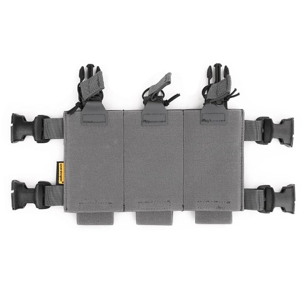 EMERSONGEAR Tactical Triple Mag Pouch,Placard 5.56 Magazine Panel,Magazine Pouch with Hook Backing,Tactical Vest Chest Rig Bag Wolf Gray