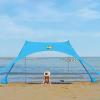YUEWO 10x10FT Portable Family Beach Tent Sunshade Pop Up Sun Shelter 2 Poles for Beach Camping Fishing Backyard Picnic and Outdoors (Blue,7 x 7 FT) view 1