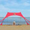 YUEWO 10x10FT Portable Family Beach Tent Sunshade Pop Up Sun Shelter 2 Poles for Beach Camping Fishing Backyard Picnic and Outdoors (Red,10 x 10 FT) view 1