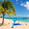 YUEWO 10x10FT Portable Family Beach Tent Sunshade Pop Up Sun Shelter 2 Poles for Beach Camping Fishing Backyard Picnic and Outdoors (Red,10 x 10 FT) view 2