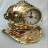 Copper Brass Designer Diving Divers~ Helmet Clock W/ Wooden Base Gift. view 3