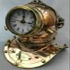 Copper Brass Designer Diving Divers~ Helmet Clock W/ Wooden Base Gift. view 4