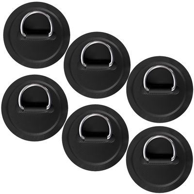TOBWOLF 6 Pack 4.33" / 11cm Stainless Steel D-Ring Patch for Inflatable Boat Kayak Dinghy SUP, Circular D-Ring PVC Patch Stand-Up Paddleboard Canoe Rafting Accessories, NO Glue Included - Black