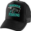 ALLNTRENDS Adult Trucker Hat I'd Rather Be Fishing Embroidered Fisherman Baseball Cap Adjustable Snapback (Black) view 1
