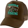 ALLNTRENDS Adult Trucker Hat I'd Rather Be Fishing Embroidered Fisherman Baseball Cap Adjustable Snapback (Brown) view 1